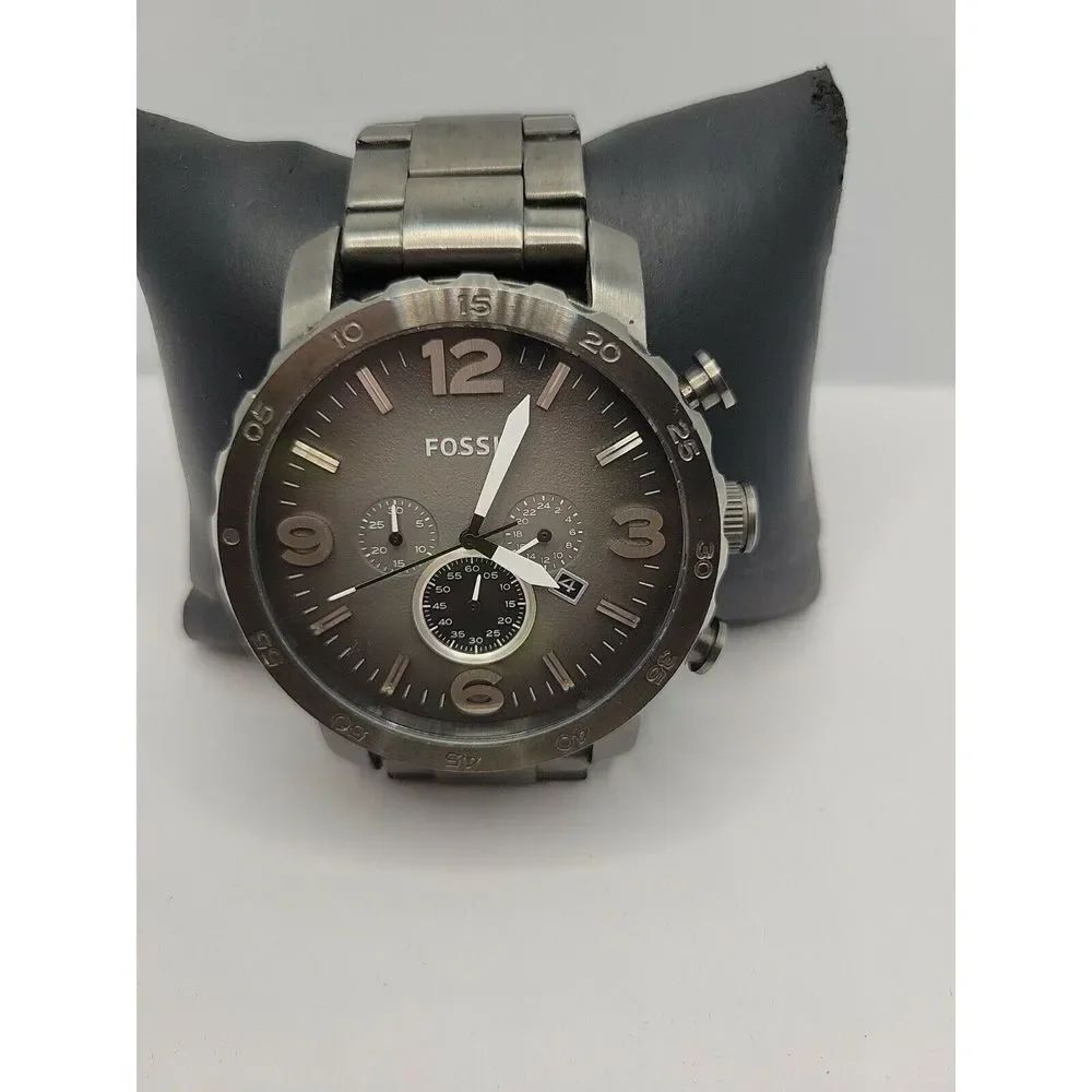 Fossil JNate R1437 Men's Stainless Steel Analog Smoke Grey Dial Quartz Watch AM9
